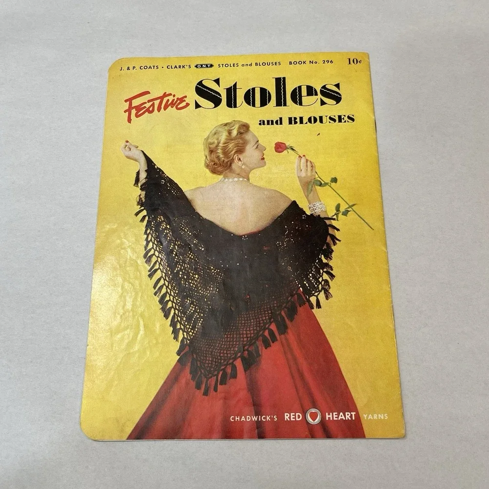 J. & P. Coats Clark's Book 296 Festive Stoles & Blouse Crochet Knitting Patterns